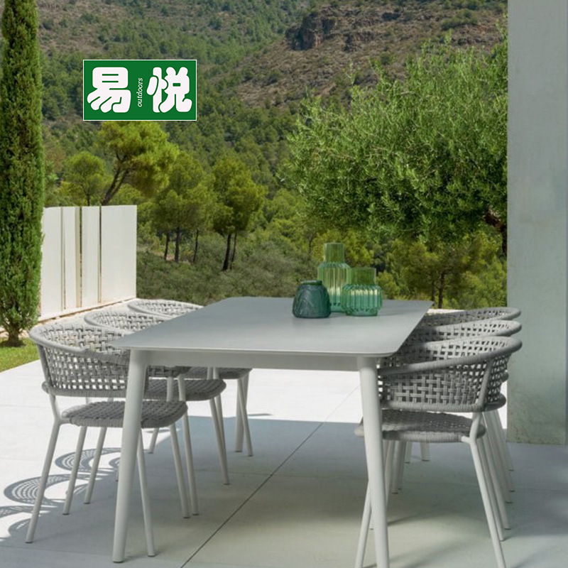Nórdico tela de ratana al aire libre cama de cama villa piscina al aire libre jardín patio sofá hotel sofá creativo mesa de té combinación