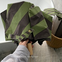 简约条纹雨伞条纹高级感黑胶防晒遮阳伞防晒折叠伞晴雨伞
