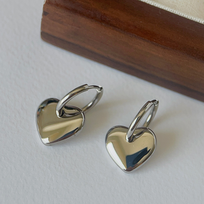 Heart Shape Pattern Women'S Gender 1 Pair Fashion Heart Shape Titanium Steel Drop Earrings