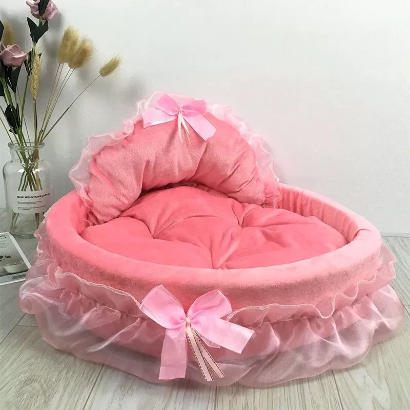 Лежанка-гнездо Princess Teddy для кошек и собак, теплая четырех сезонов, бархатная, с плюшевой игрушкой; цвета фуксия, фиолетовый, серый