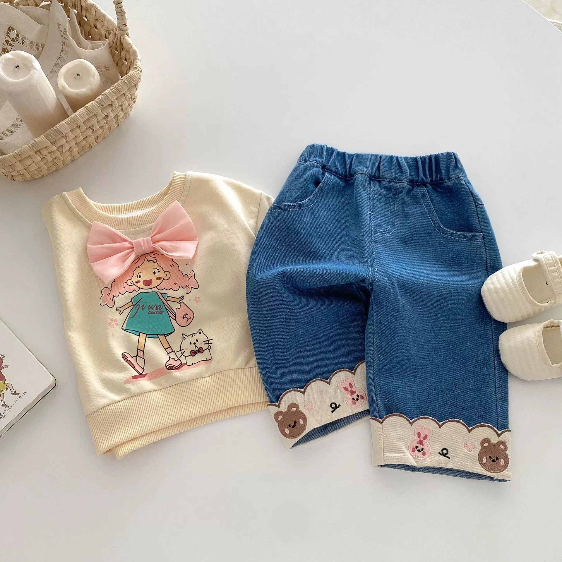 Модные джинсы, мягкие детские штаны для девочек, 0–5 лет, осень, детская одежда