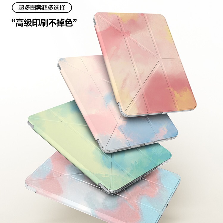 Suitable for ipadair6 protective cover y folding pro11 transparent case with pen slot 13 inch flat ipad10 horizontal and vertical bracket