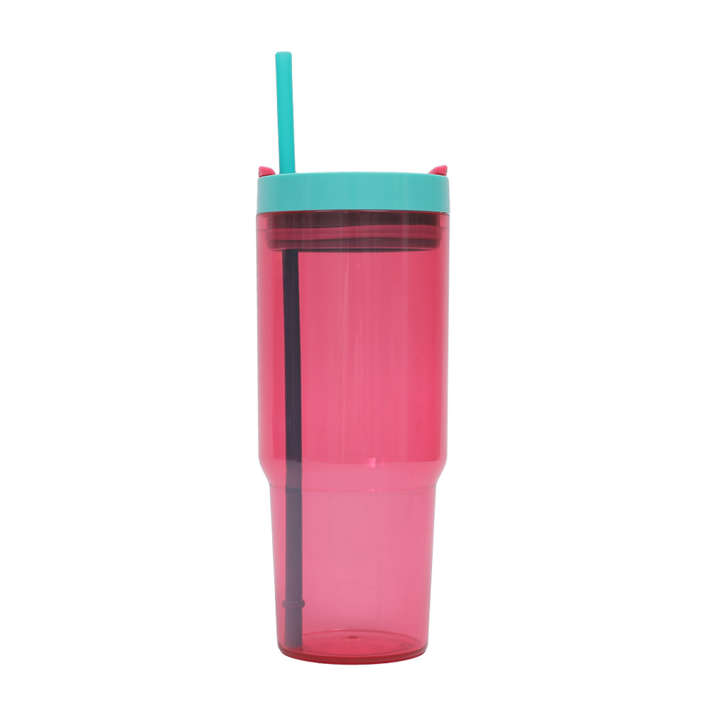 Taza de coche de comercio exterior transfronteriza de 40oz Taza de plástico gigante Juego de tres piezas con pajita Taza de agua de gran capacidad y alto valor