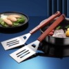 三锐实木柄不锈钢煎铲加大牛排铲刀 家用厨具多功能料理铲烘焙刀