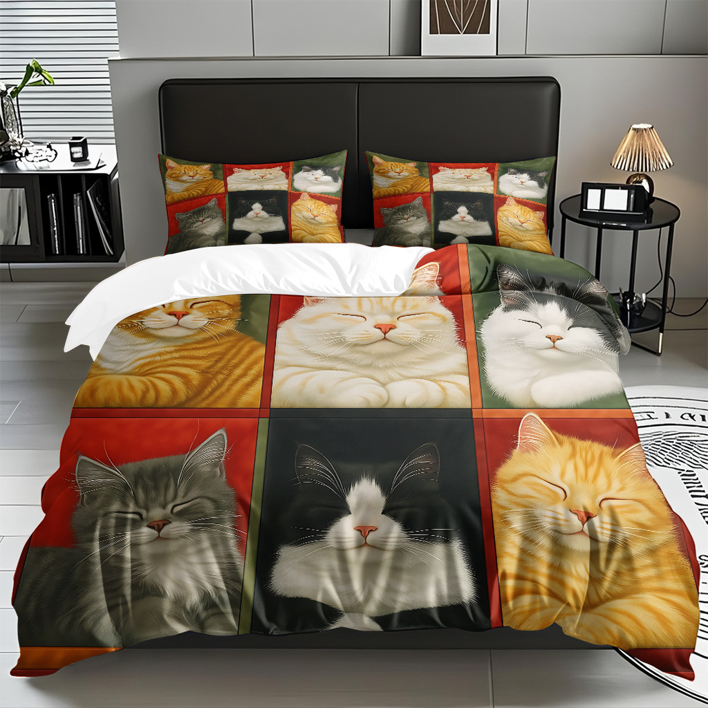 Kit de edredón de impresión digital para gatitos de piel directa a la fábrica puede llevar TEMU / JIT