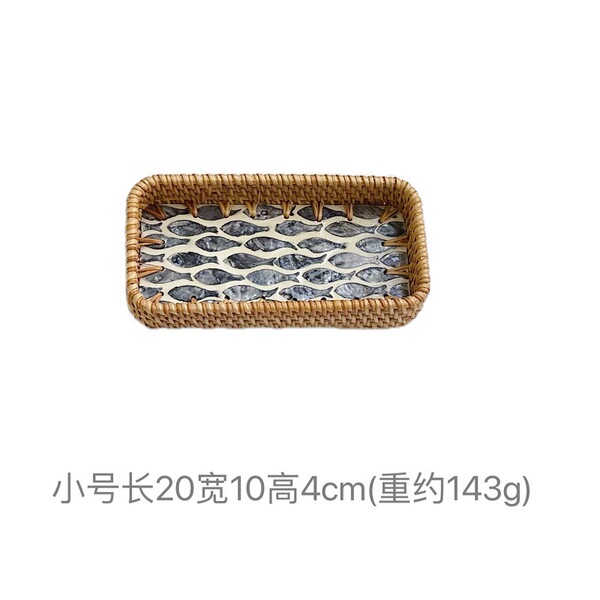 Vietnamese rattan shell tray fruit plate grows square tray household…
