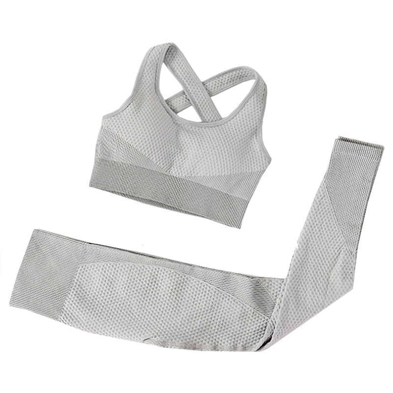 seamless quick-drying high-elastic yoga fitness vest & pants set NSOUX85018