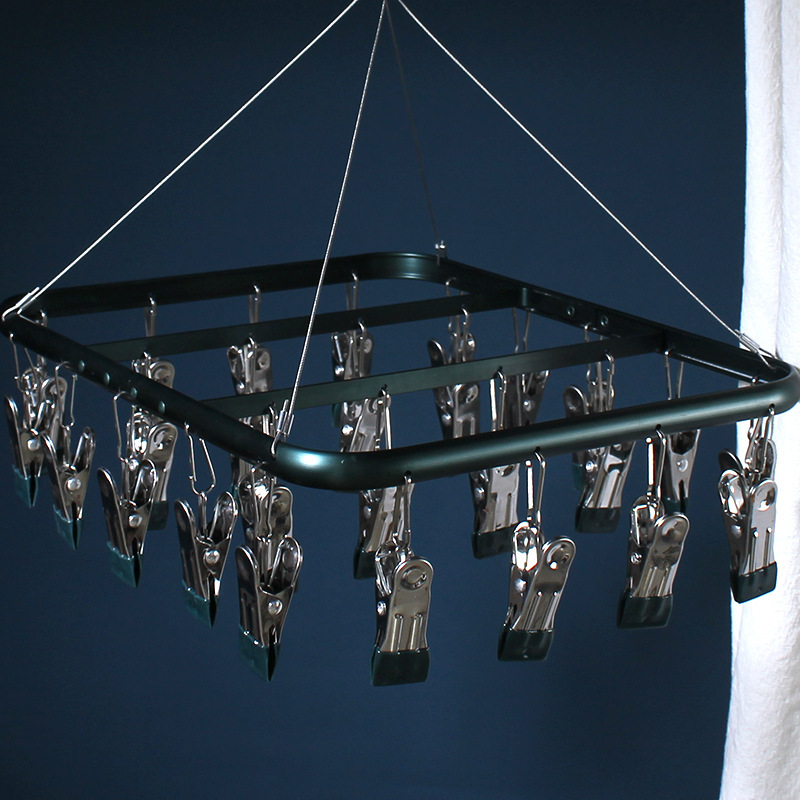 Aluminum Alloy Sock Trouser Clip Multi-Functional Intimates Drying Rack Household Clothes Drying Windproof Clip Wholesale Light Luxury