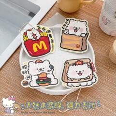 かわいい猫圧縮木材パルプ綿食器洗い布クリーニングふきんキッチン用品除染スポンジたわし