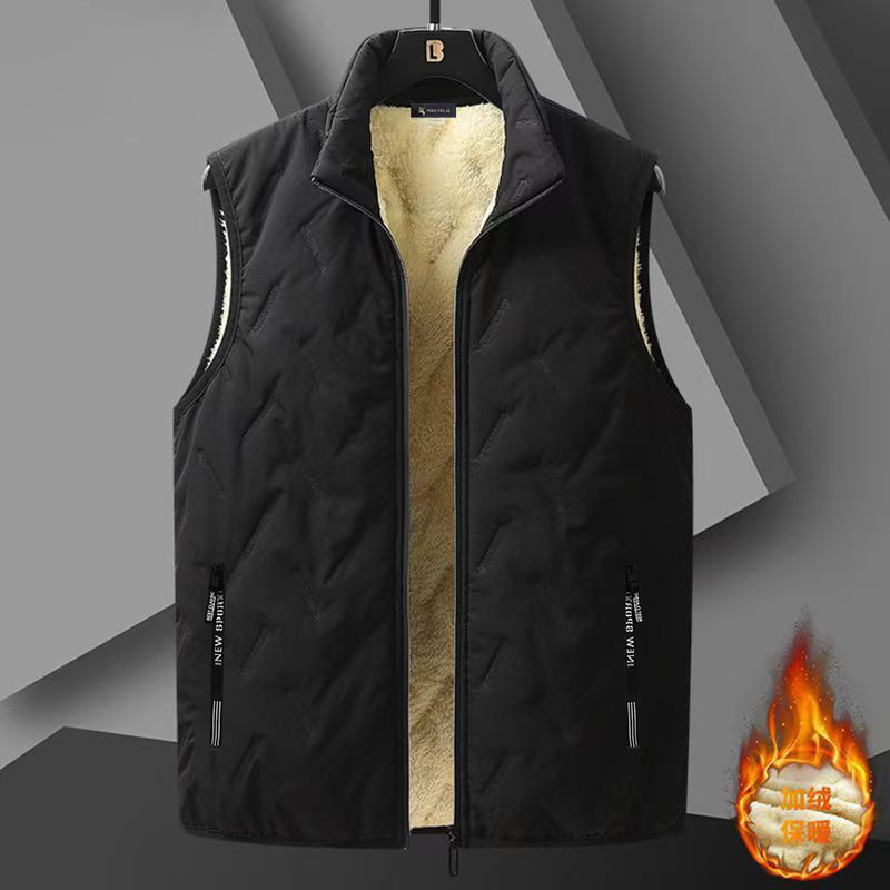 Cross-border winter men's cotton-padded suit fleece-lined thickened stand collar lamb velvet cotton-padded jacket casual cotton-padded jacket coat