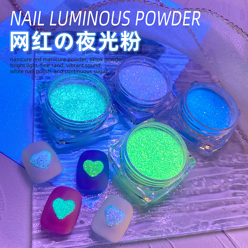 Flash nail art polvo luminoso hielo transparente discoteca ultrafino verano transparente blanco color desnudo Super Hada polvo fluorescente tienda francesa dedicada