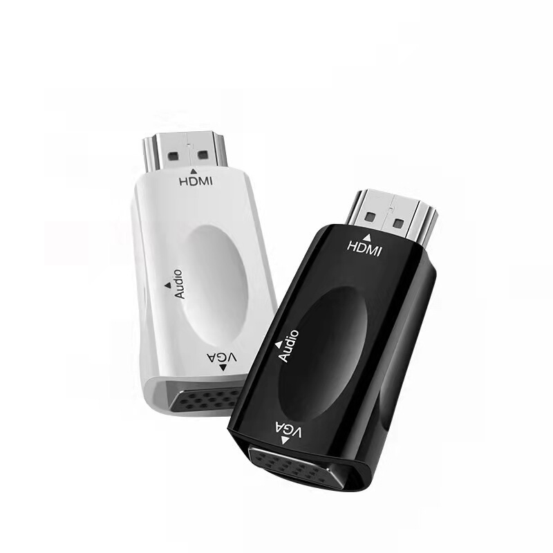 新しいHDMITOVGA+オーディオ高解像度ビデオアダプター、HDMI小型バレルオス-メス変換コンピューター|undefined