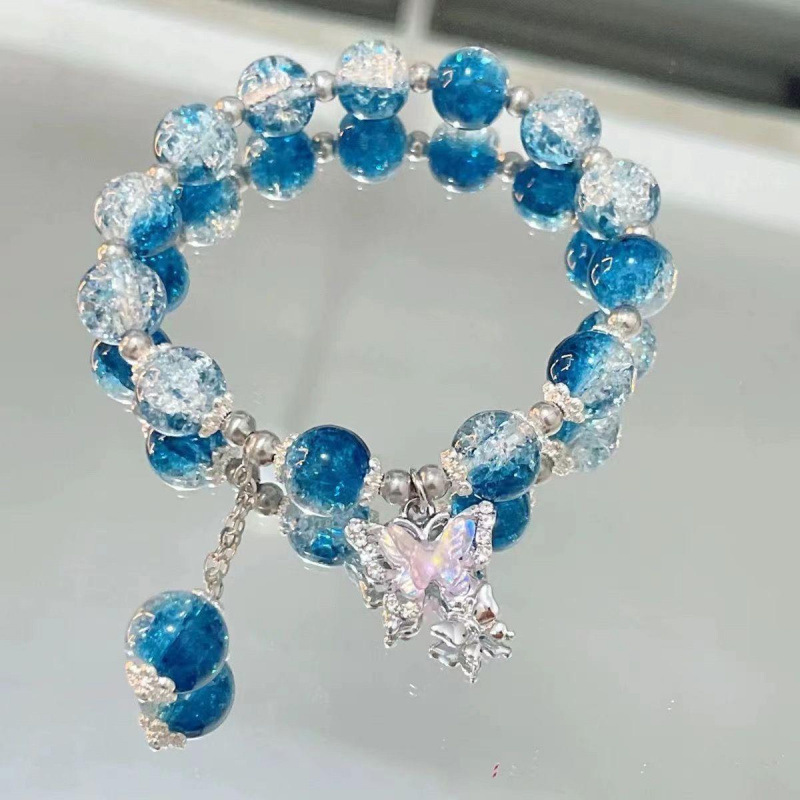 S012-jade broken butterfly bracelet [blue] # Sz144