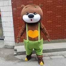 供應卡通人偶服裝行走充氣動漫連體服頭套演出道綠色褲子可愛熊