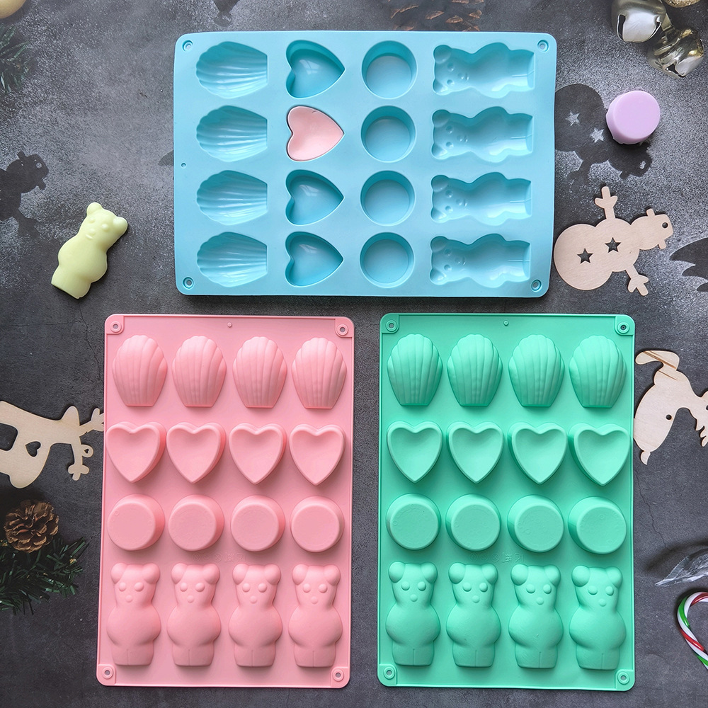 16 cuatro grupos de amor de oso 8 chocolate molde de silicona DIY galletas de hielo dulces blandos molde de goteo para hornear