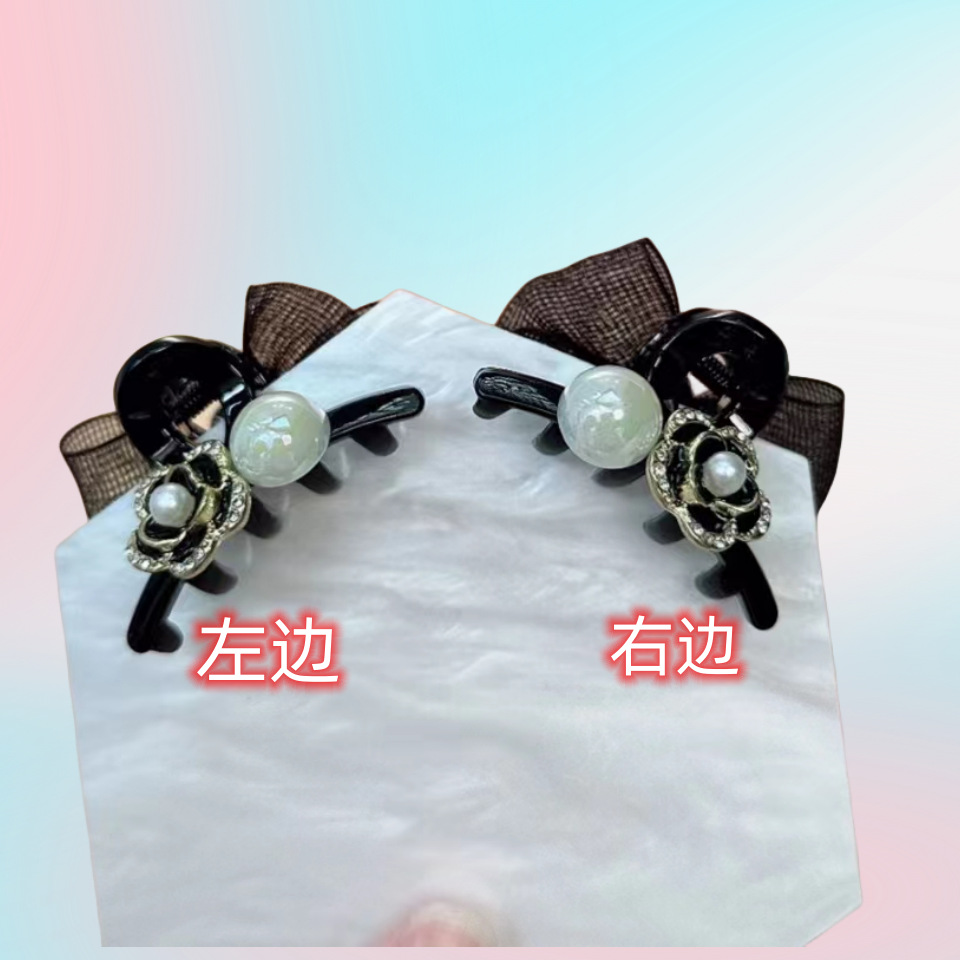 非金屬髮飾新款甜美小號AB面鑽山茶花蝴蝶結髮卡女公主頭迷你抓夾