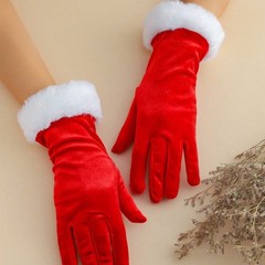 クリスマスイブパーティーエチケットパフォーマンスグローブクロスボーダーショートゴールドベルベットとホワイトファーウォームグローブ