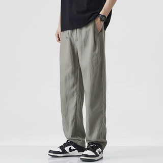 莱赛尔天丝休闲裤男2025夏季薄款冰丝垂感速干宽松直筒运动长裤子