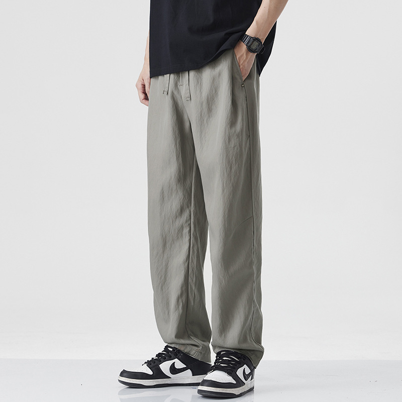 Lyocell Tencel Casual Pants Men's 2025 Summer Thin Ice Silk Draped Quick-Drying Loose Straight Sports Long Pants