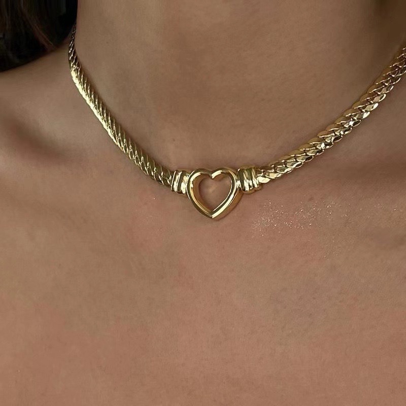 23g Weight Wholesale Jewelry Lady Heart Shape Titanium Steel Plating Necklace