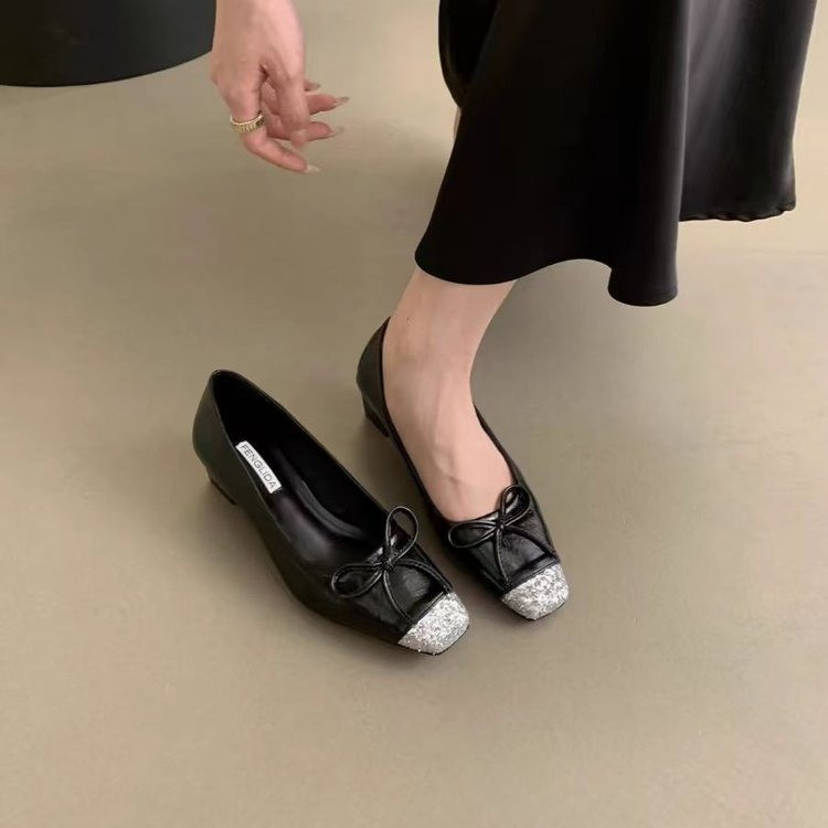 High-End Square-Toe Shallow Mouth Single Shoes For Women, Spring And Autumn New Korean Style French Elegant Evening_vogvips.com