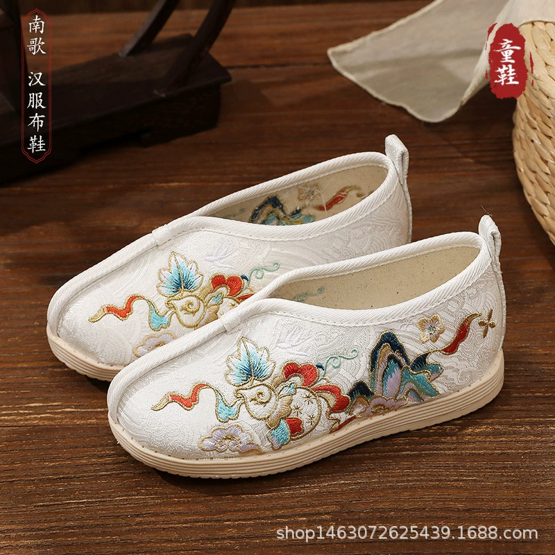 Обувь для мальчиков Hanfu весной и осенью 2025 нового костюма старинный стиль старый пекинский тканый туфли в китайском стиле детские вышитые туфли