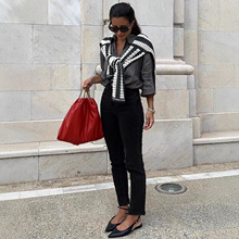 广州跨境供应链TEMU代销代发现货女装牛仔裤女中弹中腰黑色直筒裤