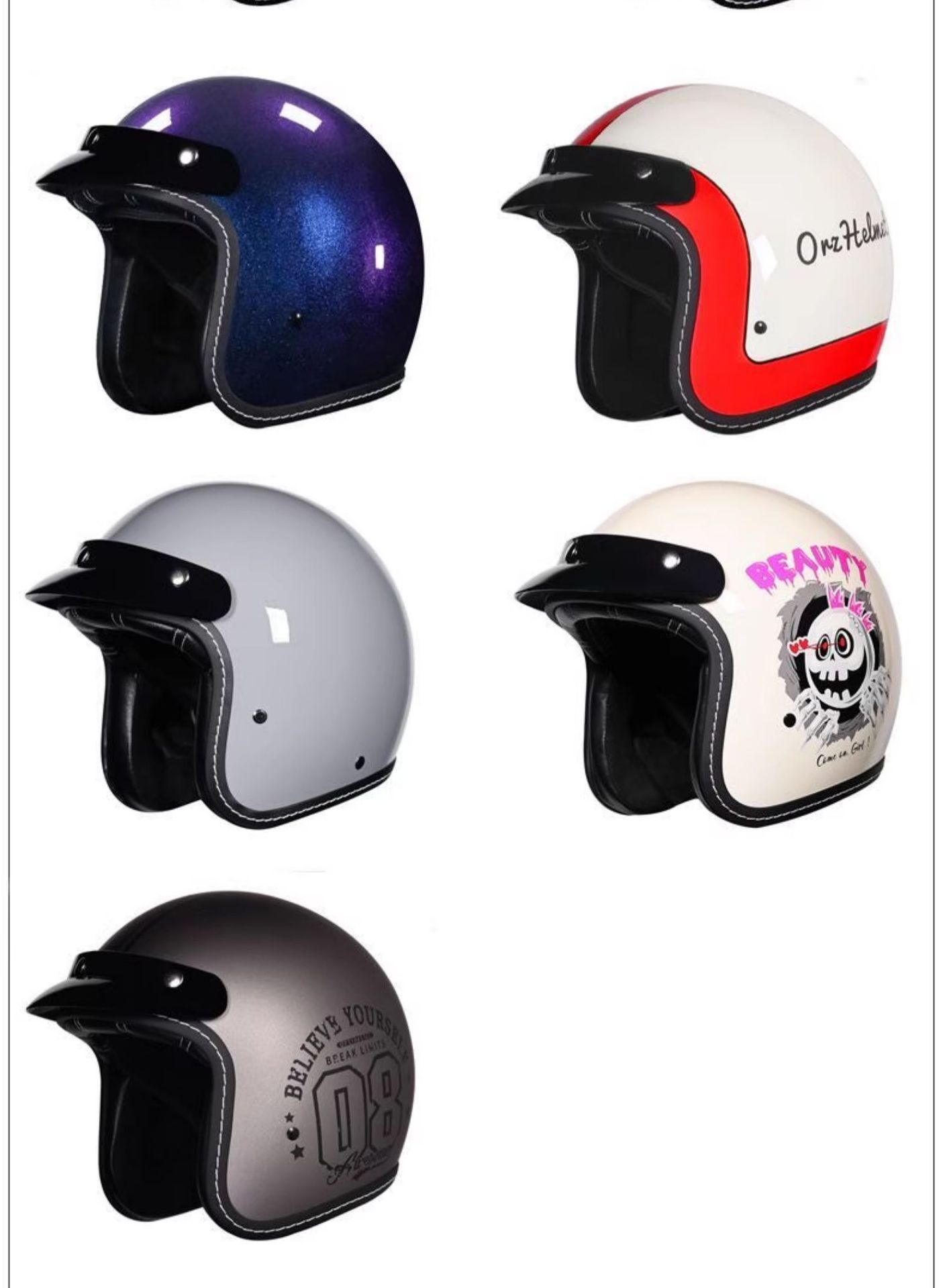Suitable for Orz Motorcycle Helmets for Men and Women 3C Certified 3/4 Helmets Summer Retro Half Helmets Electric Motorcycles for All Seasons