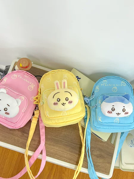 Cute Cartoon Ji Yi Bear Embroidered Plush Bag, Usagi Kuromi Shoulder Crossbody Bag, Transparent Backpack Wholesale