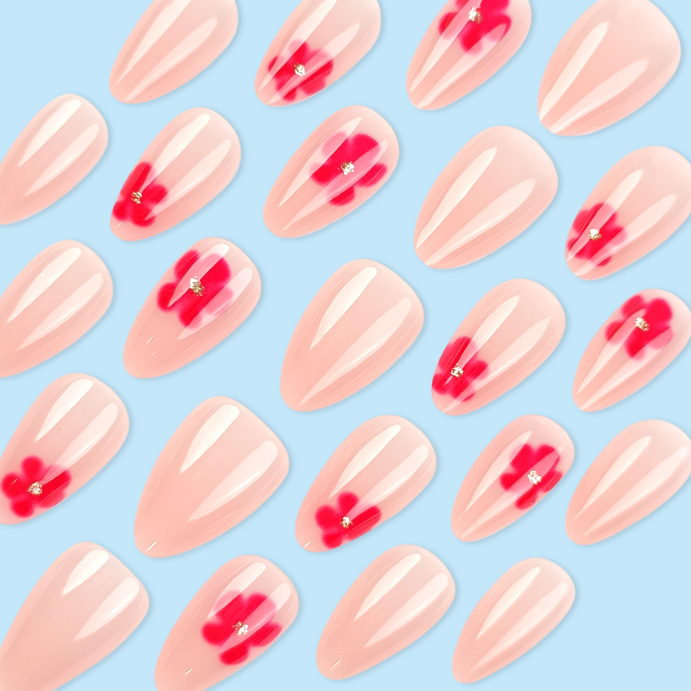 Pastas de uñas de vestir rosa suave, sensación de alta calidad, cártamo en forma de almendra, uñas cortas, 30 piezas, parches de uñas calientes