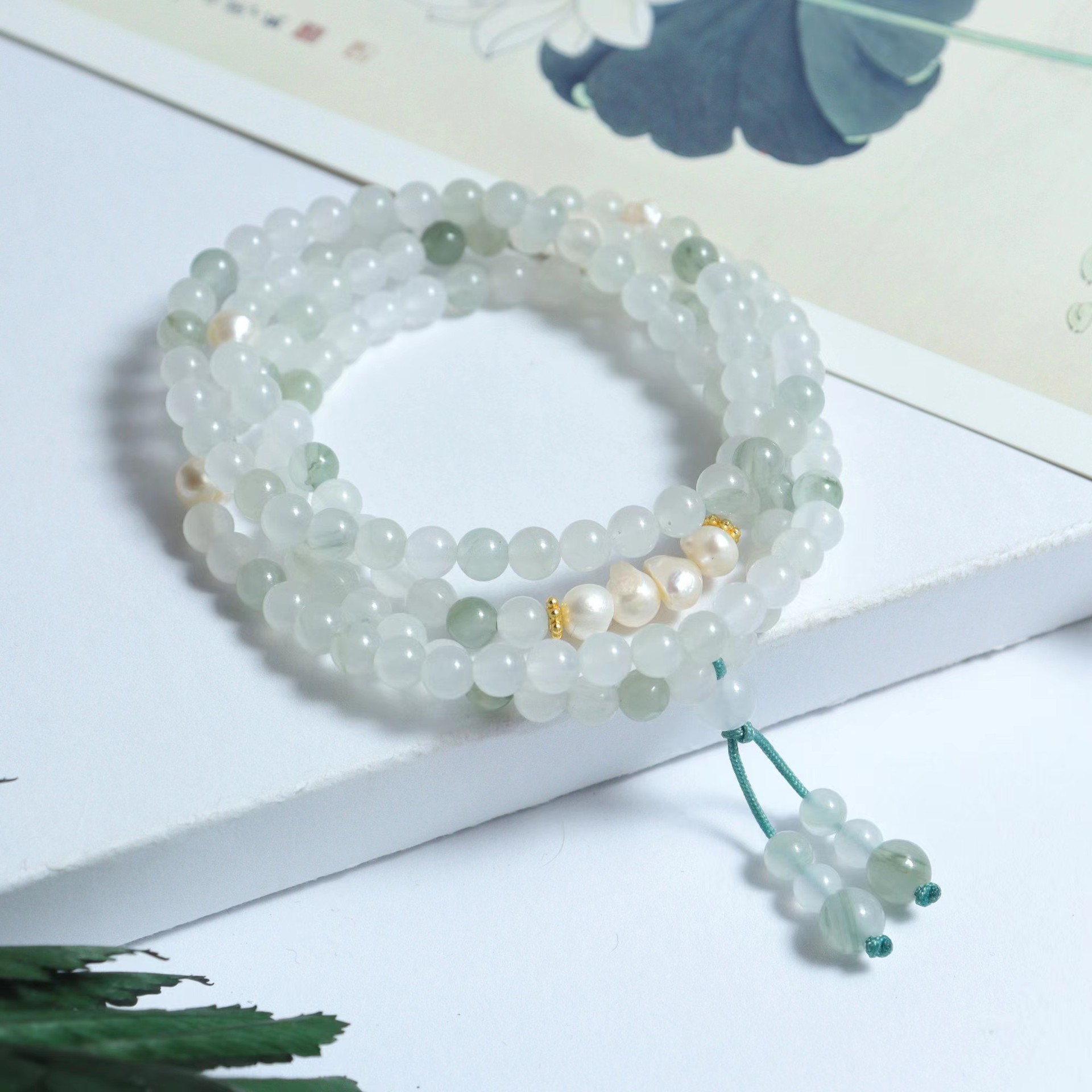 Tianshan pulsera de jade azul para mujeres Xinjiang oro jade blanco jade cuentas DIY multi anillo flotante calabaza pulsera al por mayor