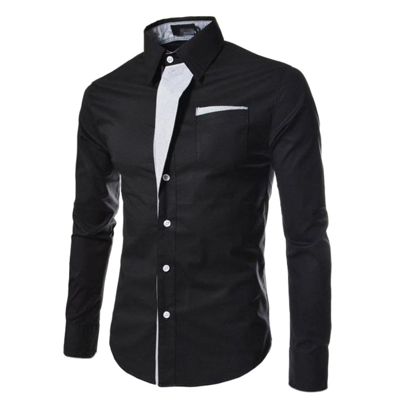 AliExpress EBAY nuevo británico SLIM-Fit camisa de moda de color de contraste de los hombres camisa de manga larga A20