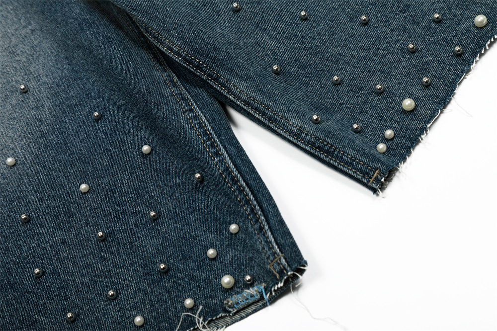 Men's Vintage Washed Denim Jeans Distressed Cat Whisker Rhinestone Embellished Baggy Pants High-Quality Cotton B3072 Blue_mkmklike.com
