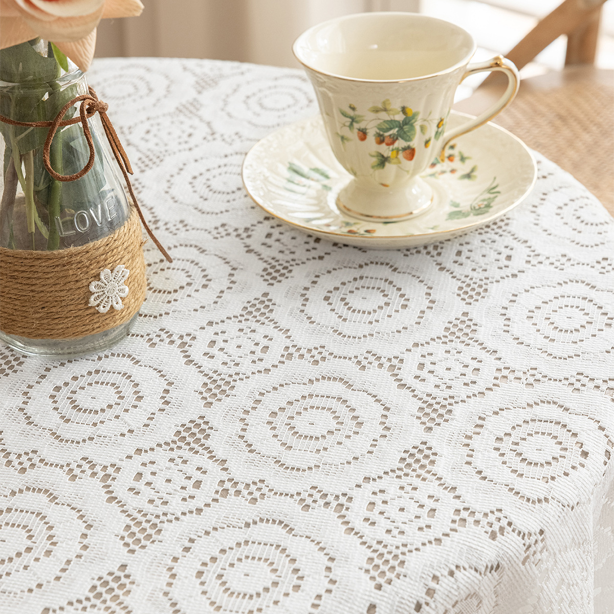 Amazonas transfronterizas tejer tela de mesa de encaje red ins hueco estilo americano idílico decoración de mesa de mesa cubierta tela de mesa