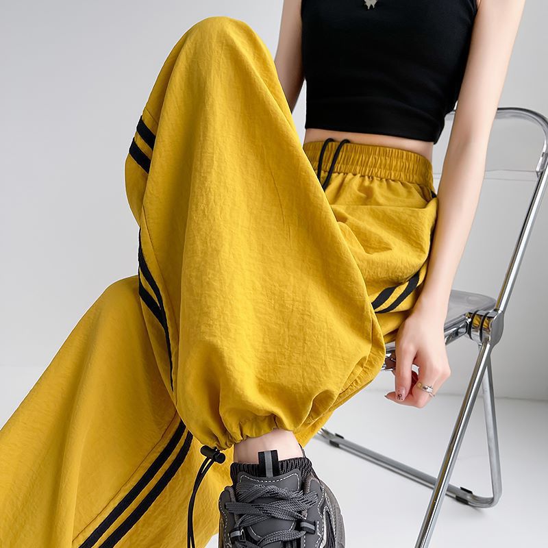 Yellow Cargo Pants for Women Summer 2025 New Dopamine Outfit Colorful Cool Jazz Dance Set Sports Pants