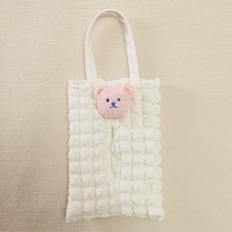 Korean-style cute bear tissue box cover for car seat backs, suitable for babies and children