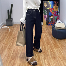 仙女留步裤！冬装加绒四面弹牛仔裤女哈伦裤直筒裤高腰显瘦奶奶裤