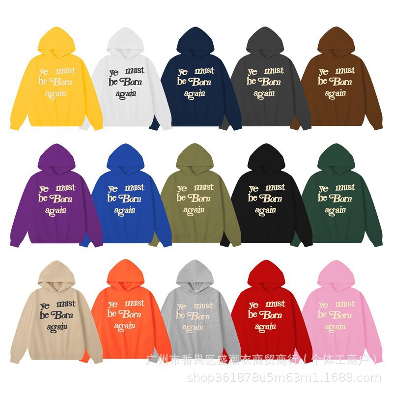 Cross-Border Foreign Trade New Style Kanye Graffiti Foam Letter Print Hooded Sweatshirt Unisex Jacket