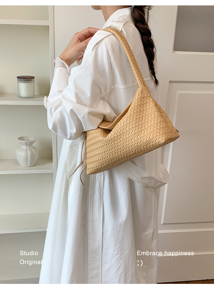 Gewebte Schultertasche Für Damen, Retro Unterarm Dumpling Tasche_voghion.com