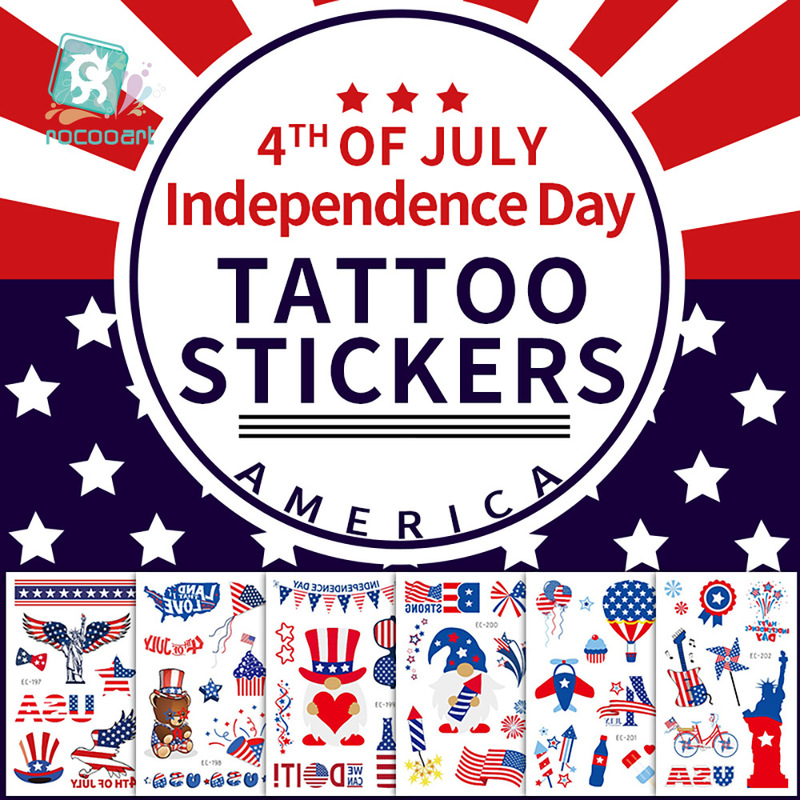 New Cross-border Waterproof US Independence Day Tattoo Sticker Holiday Carnival Games Fans Face Sticker