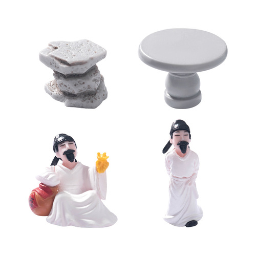 Miniature Chinese Stone Table and Chairs for Micro-Landscape DIY Garden Landscape Decorative Accessories Miniature Scale Model