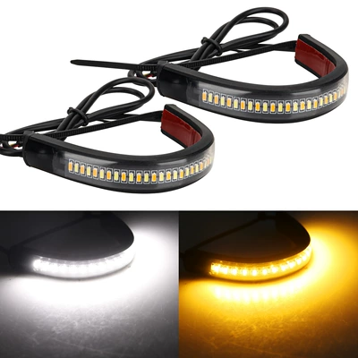 Motosiklet LED Dönmə Siqnalı Ağ Sarı İki Rəngli Ön Amortizator Zolağı