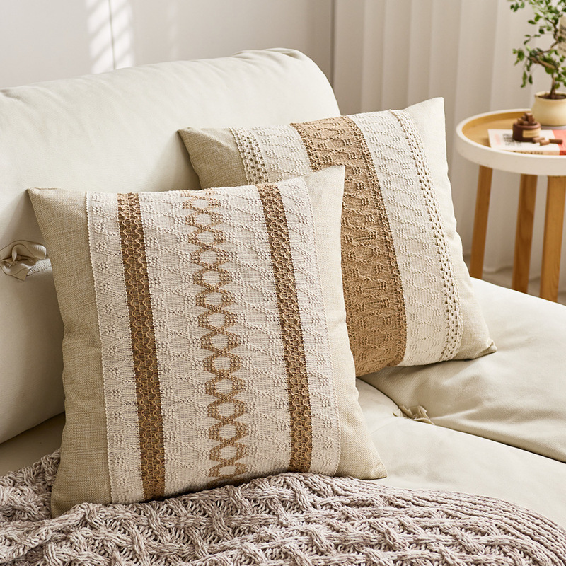Bohemian Cotton and Linen Style Pillow Case Light Luxury Bedside Soft Bag Cushion Model Room Living Room Pillow Case Sofa Pillow