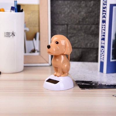 Cross-Border Creative Solar-Powered Bobblehead Car ornaments - brown-puppy