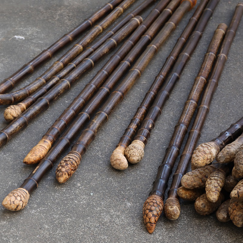 Handmade purple bamboo root mountaineering self-defense sticks, bamboo root crutches, non-slip men's and women's Zen sticks, bamboo crafts, walking sticks