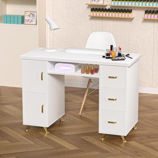 Manicure Table/Double-Layer Manicure Table, Beauty Salon, Wrist Pad, 3 Drawers and 2 Cabinets