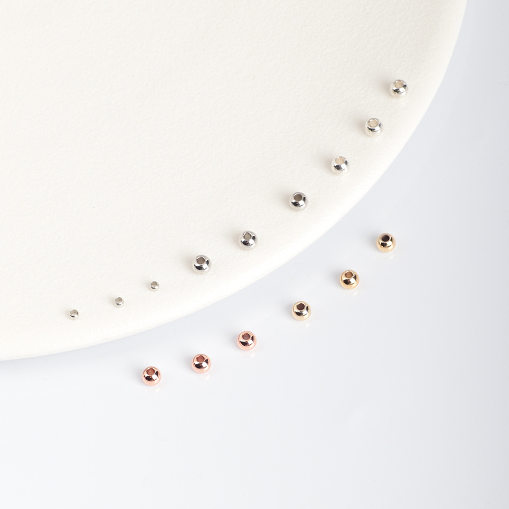 Color-Preserving Copper-Plated 18K Gold-Plated Small Gold Beads Solid Round Bead Bracelet Necklace Spacer Beads DIY Handmade Beaded Jewelry Accessories 3