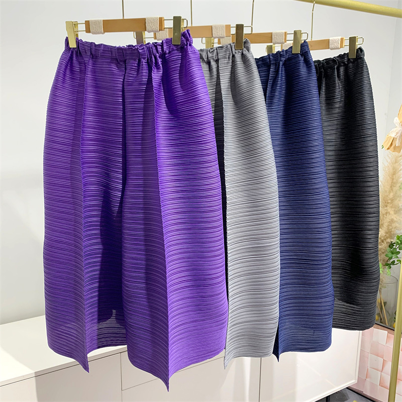 2024 Summer Cross-pleated Pants Women's Loose Wide-leg Straight-leg Pants Comfortable Casual Cropped Pants for Foreign Trade Niche