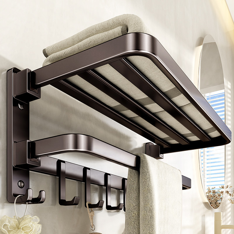 Bathroom Towel Rack, No-Drill Bathroom Storage Rack, Wall-Mounted Towel Rack, Clothes Storage Rack