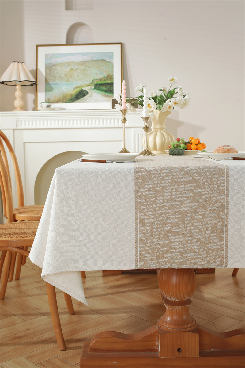 Nordic Vintage Geometric Diamond Tablecloth In White And Brown_voghion.com